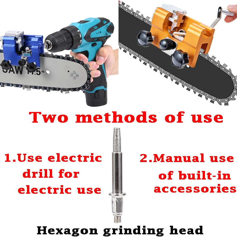 Easy Portable Chainsaw Sharpening Jig with Grinder Stones Chain Saw Drill Sharpen Tool